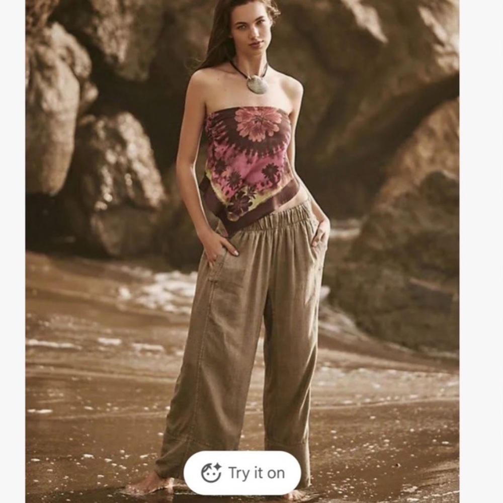 Free People Days End Linen Pants Baggy
